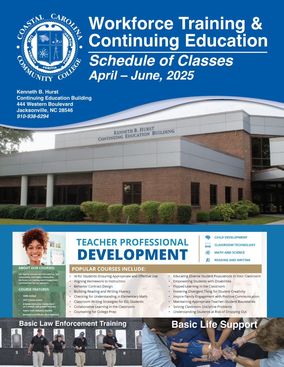 Workforce Training and Continuing Education Schedule of Classes April - June, 2025 Cover