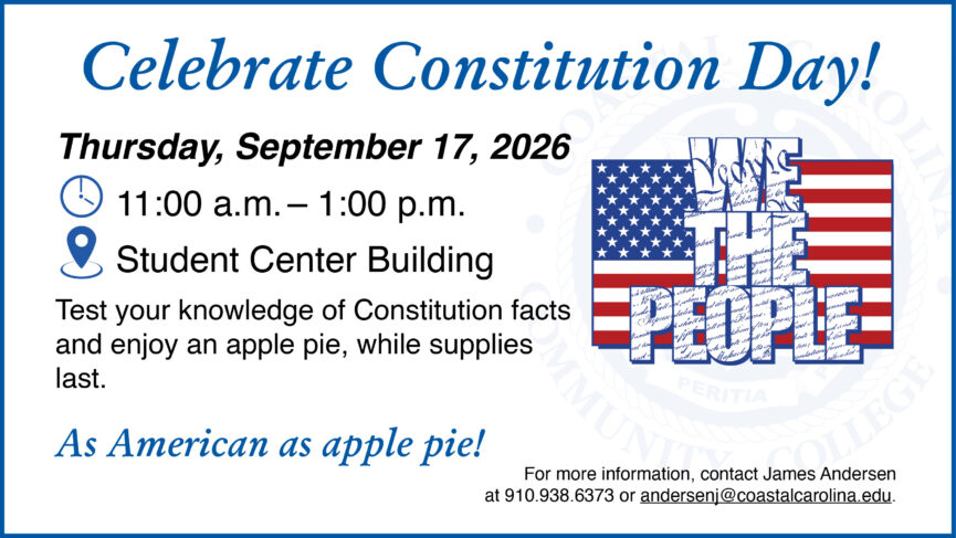 CCCC Constitution Day on September 17, 2026 from 11am-1pm in the Student Center Building.